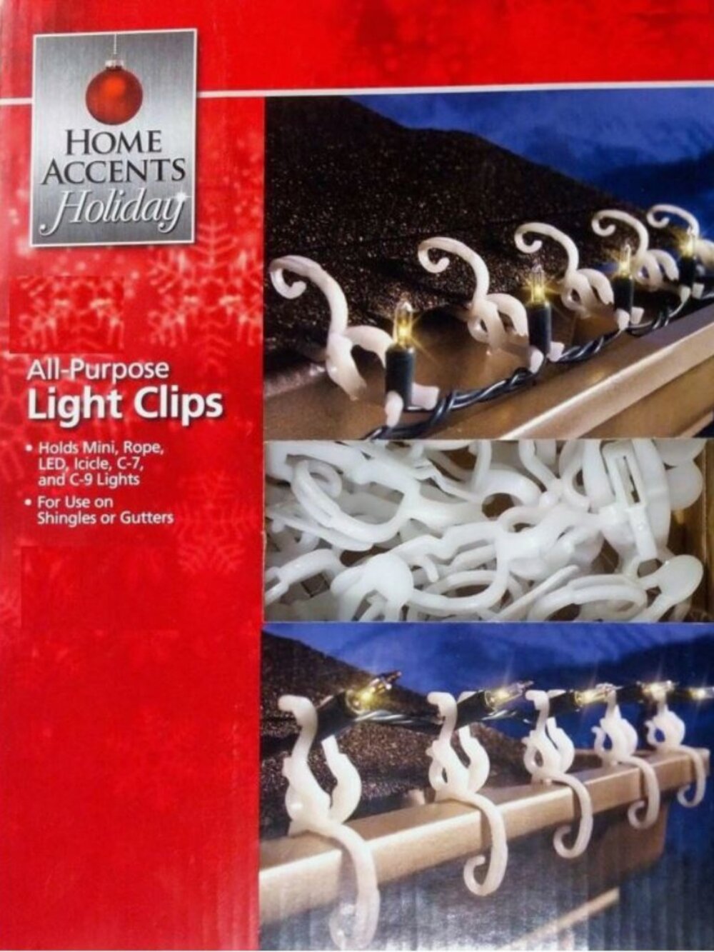HOME ACCENTS Holiday 75-Pack All Purpose Light Clips Christmas Light Clips NEW